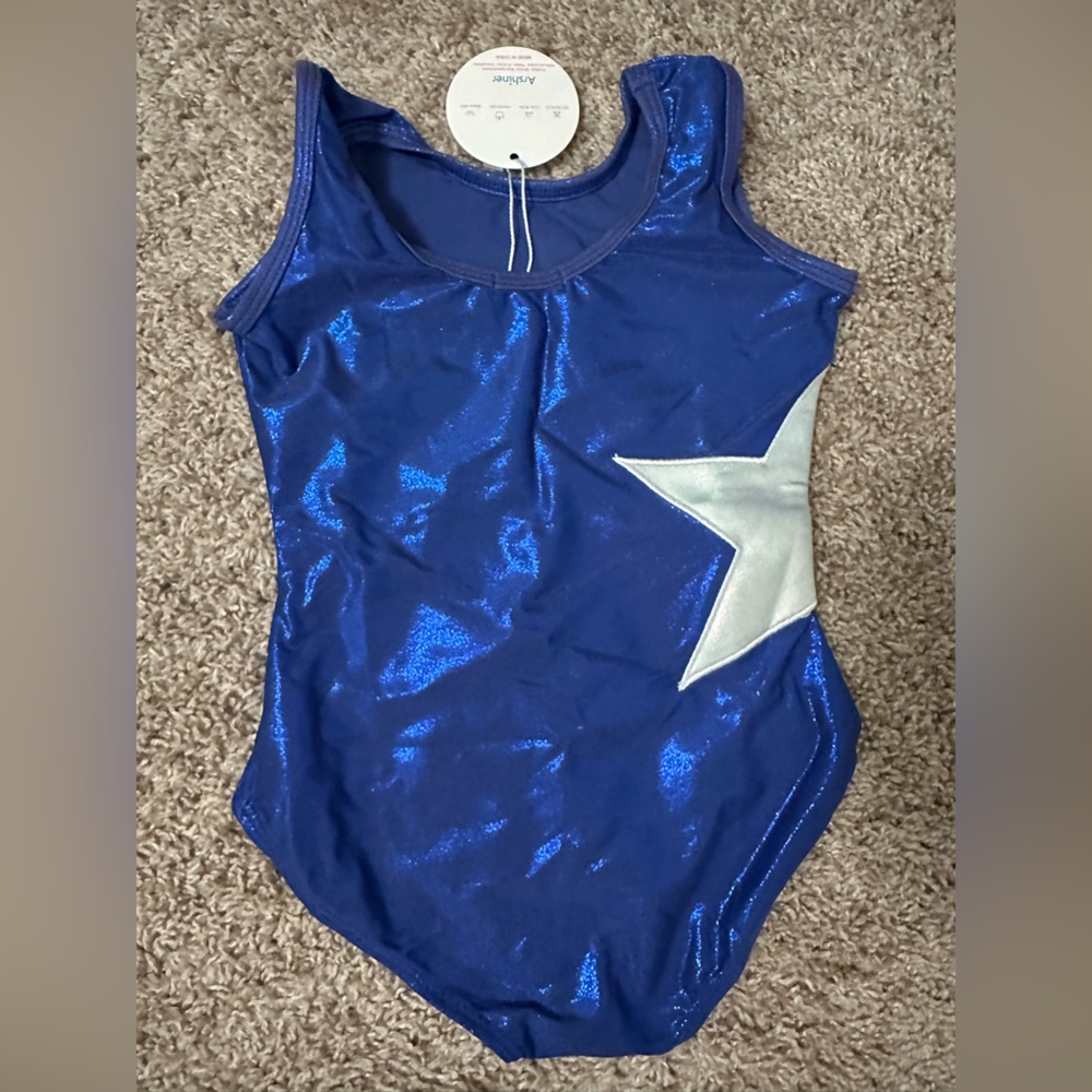 Blue Shimmer Leotard with Silver Star